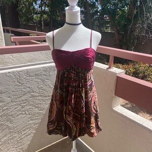 Y2K Decode 1.8 Burnout Velvet Mini Dress 4 Vintage silk Boho Festival Dress